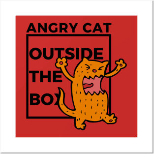 Angry Cat Outside The Box Posters and Art